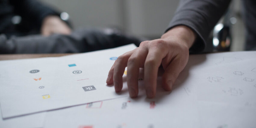 workspace with large pad of paper covering the area