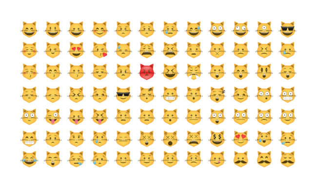 cat emoji full set; example of inappropriate business communication