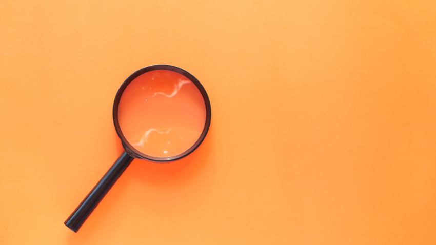 A Magnifying glass on an orange background