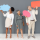 a diverse group of adults in business casual outfits, each one holding up a colorful speech bubble (each one has a different shape, size and color) to represent dei -diversity, equity, inclusion